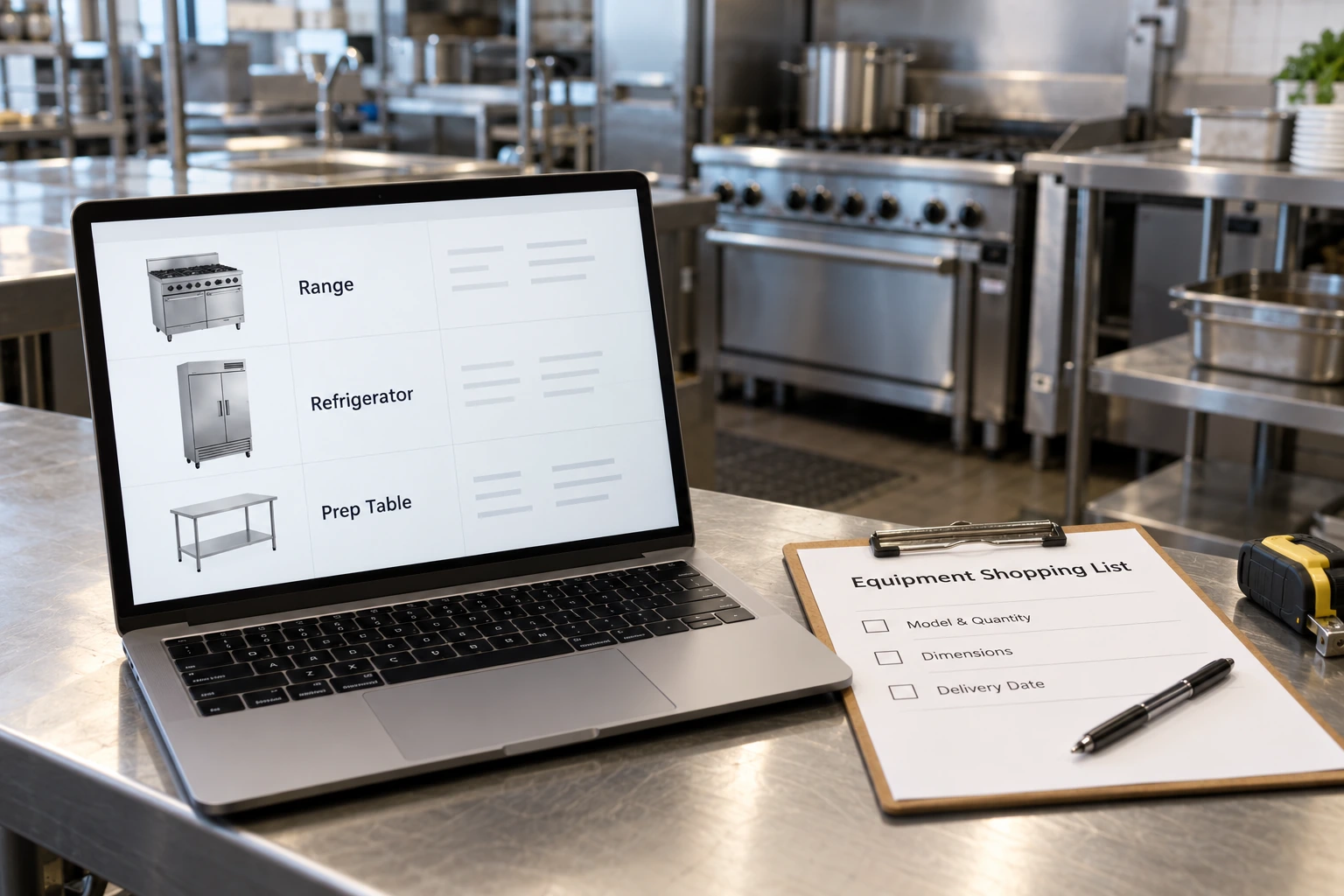 Planning restaurant equipment purchases online with a model list and measurements before a Miami showroom visit Planning restaurant equipment purchases online with a model list and measurements before a Miami showroom visit